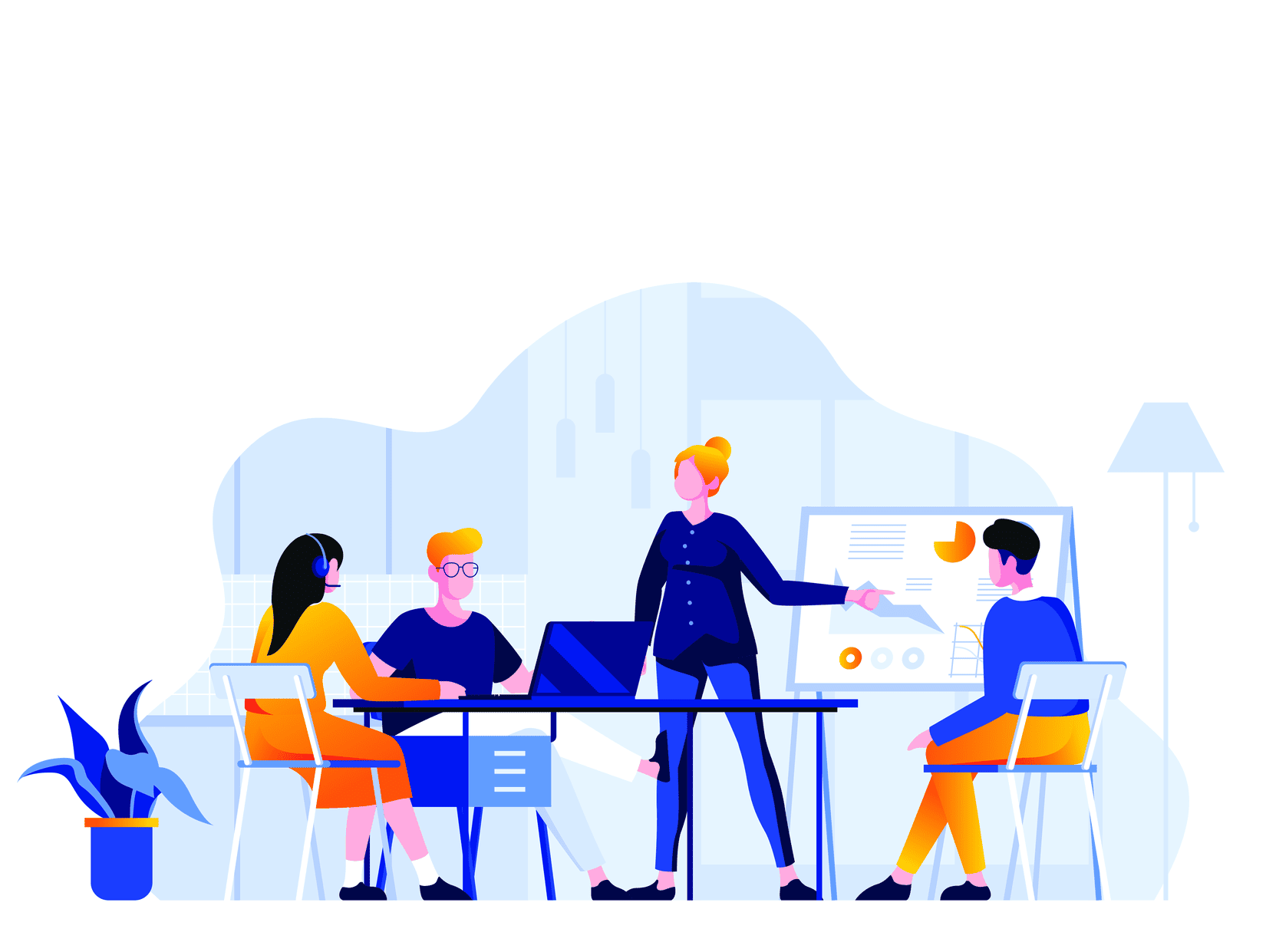 Groupe de personnes autour d'une table illustrant l'objectif de former