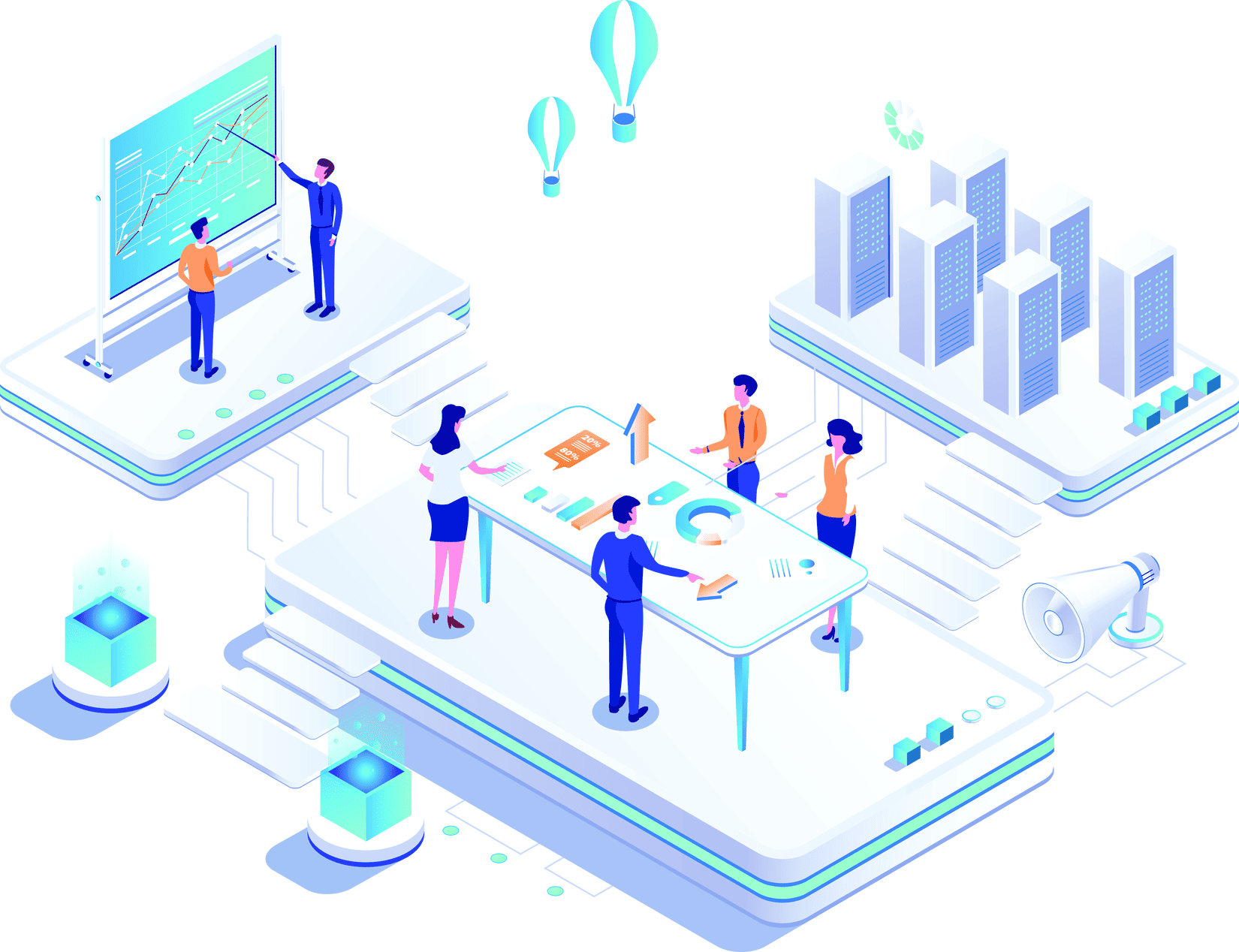 Personnes utilisant des outils digitaux illustrant l'objectif de piloter les engagements